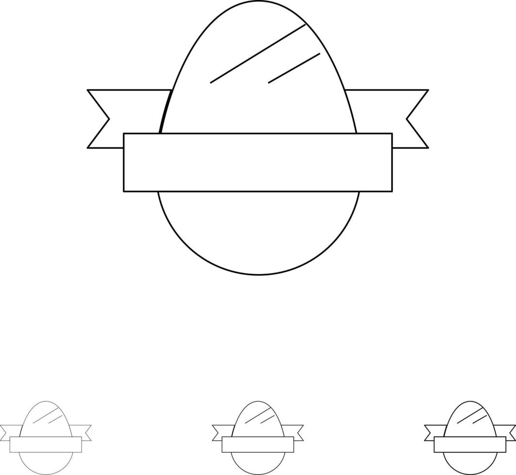 Easter Egg Egg Holiday Holidays Bold and thin black line icon set vector