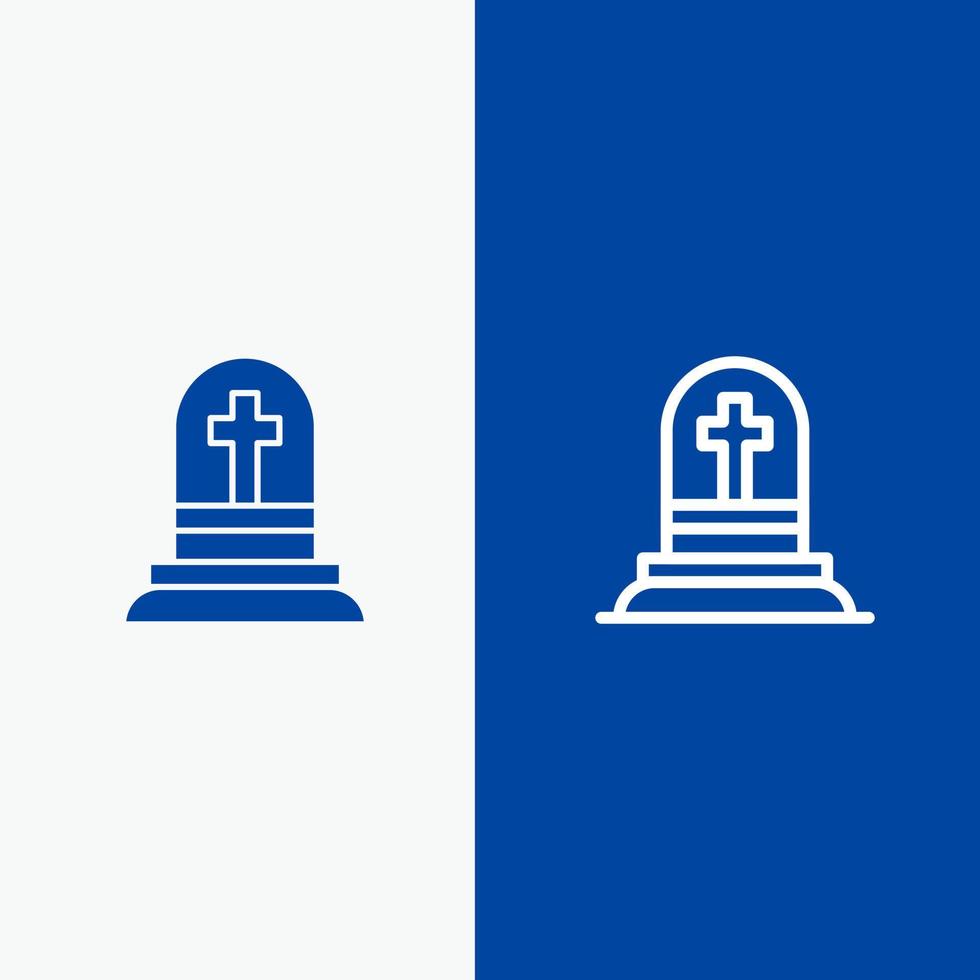 muerte tumba lápida rasgadura línea y glifo icono sólido bandera azul línea y glifo icono sólido bandera azul vector