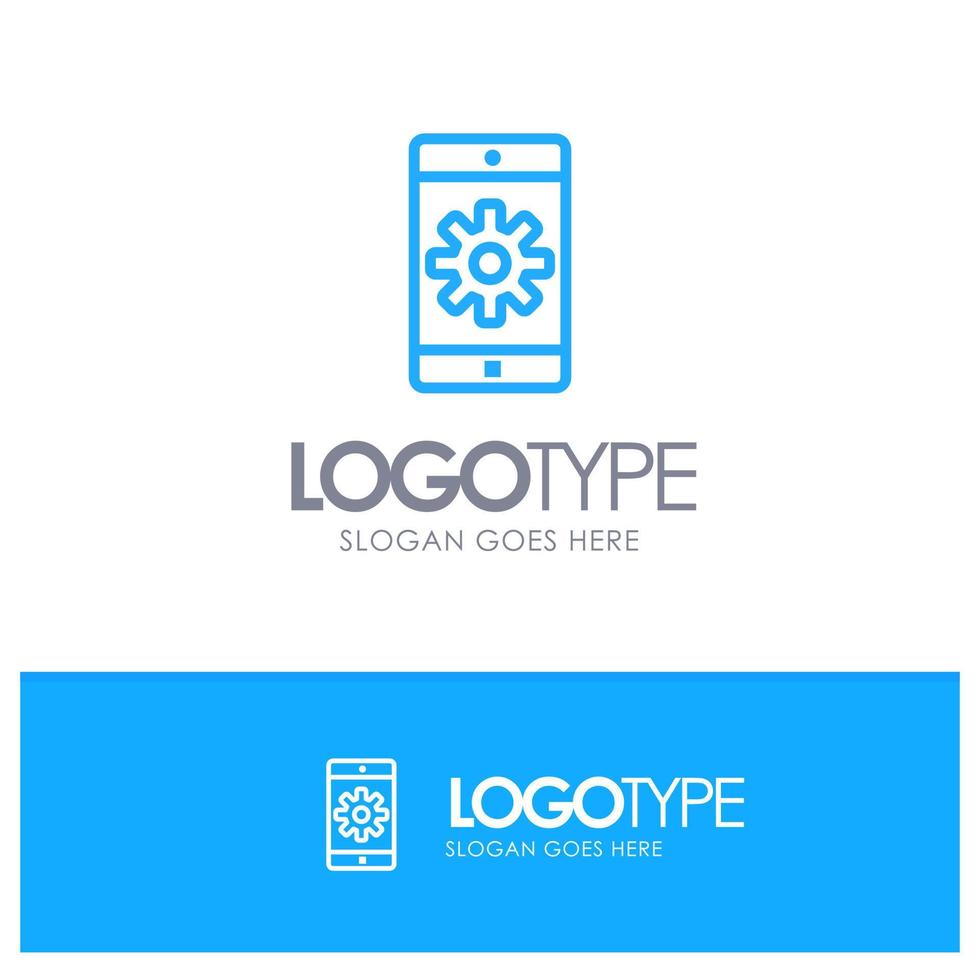 Application Mobile Mobile Application Setting Blue Outline Logo Place for Tagline vector