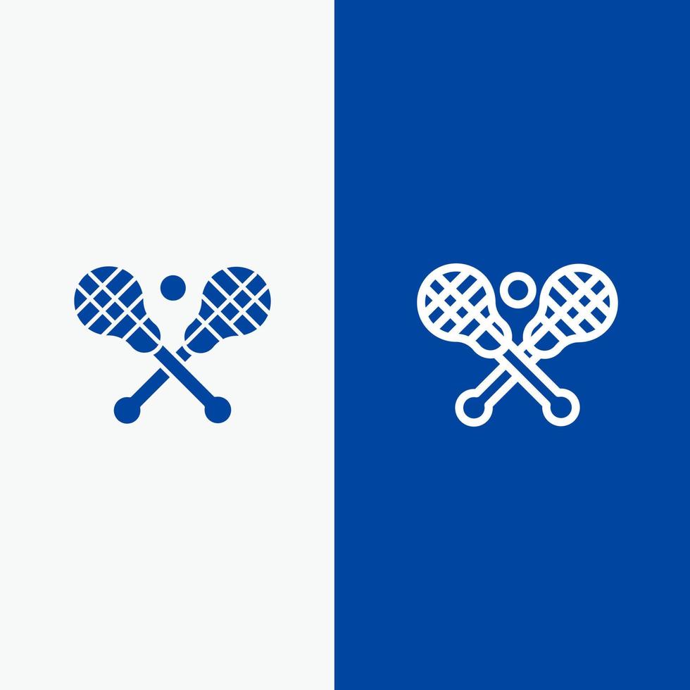 Crosse Lacrosse Stick Sticks Line and Glyph Solid icon Blue banner Line and Glyph Solid icon Blue banner vector