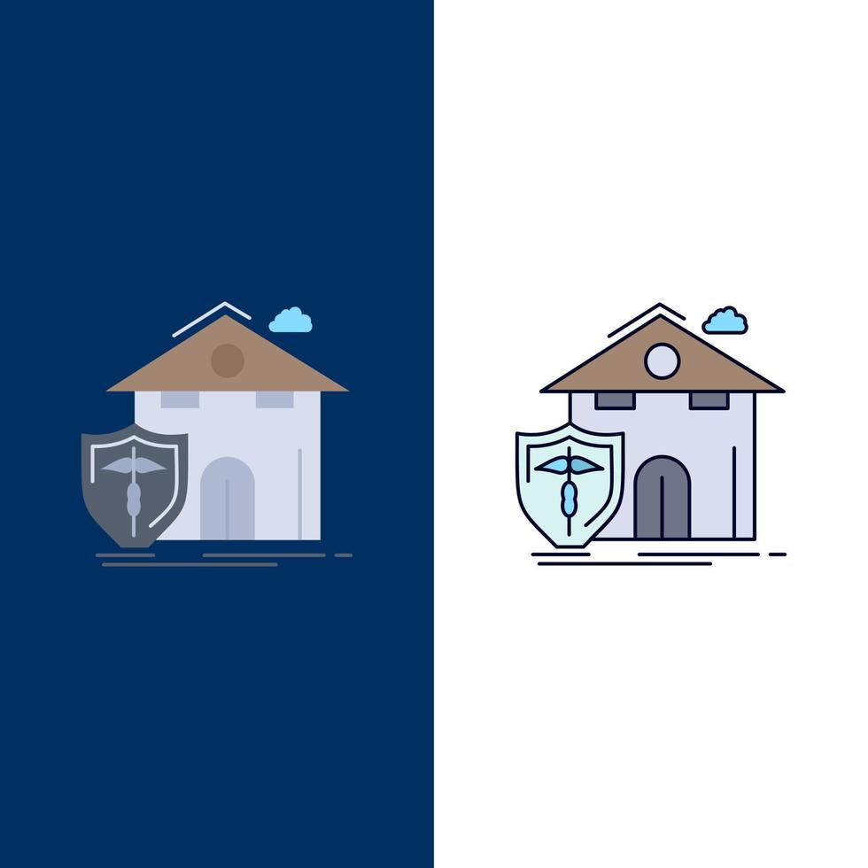 seguro hogar casa protección contra accidentes color plano icono vector