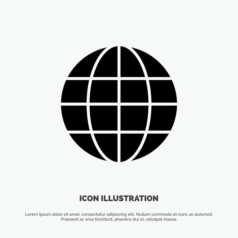 World Globe Map Internet solid Glyph Icon vector