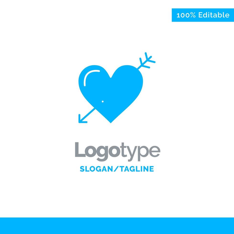 corazón flecha vacaciones amor san valentín azul sólido logotipo plantilla lugar para eslogan vector