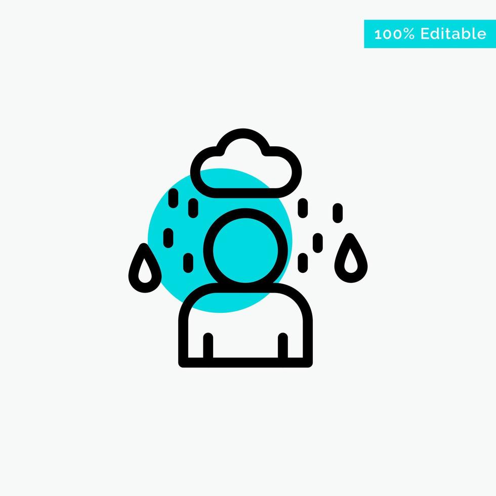 Man Cloud Rainy turquoise highlight circle point Vector icon