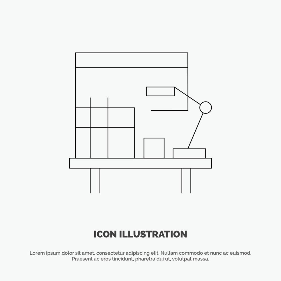 Workplace Desk Office Table Line Icon Vector