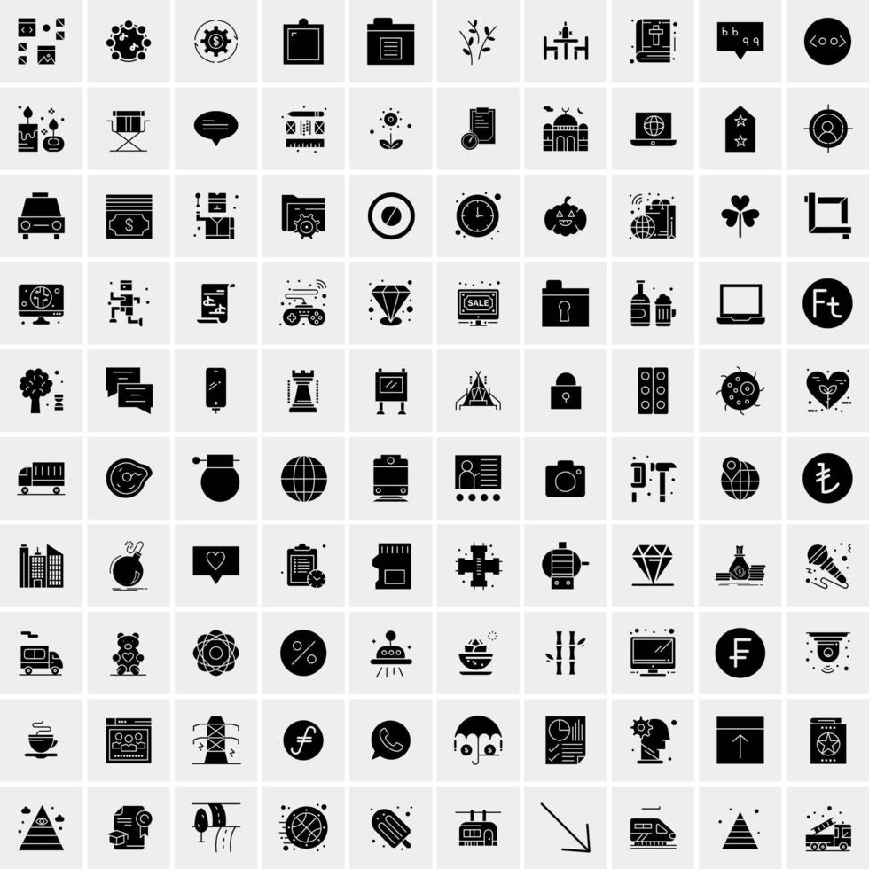Set of 100 Universal Solid Icons vector