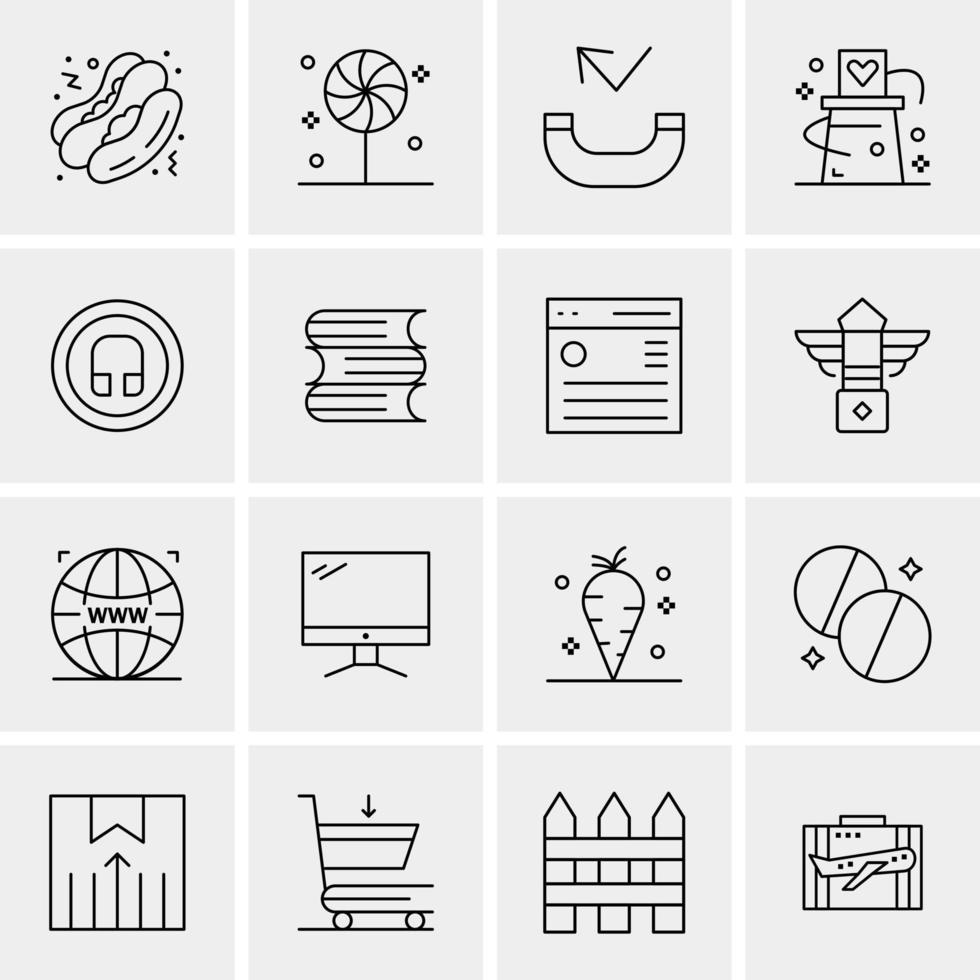 16 iconos de negocios universales vector ilustración de icono creativo para usar en proyectos relacionados con la web y dispositivos móviles