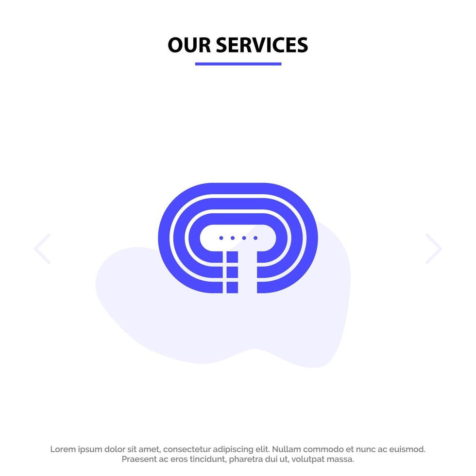 Our Services Running Stadium Surface Track Solid Glyph Icon Web card Template vector