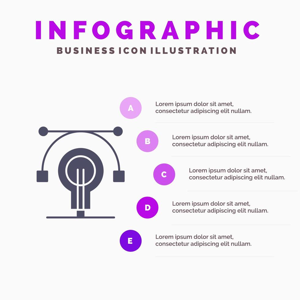 bulbo educación idea educar infografía plantilla de presentación 5 pasos presentación vector