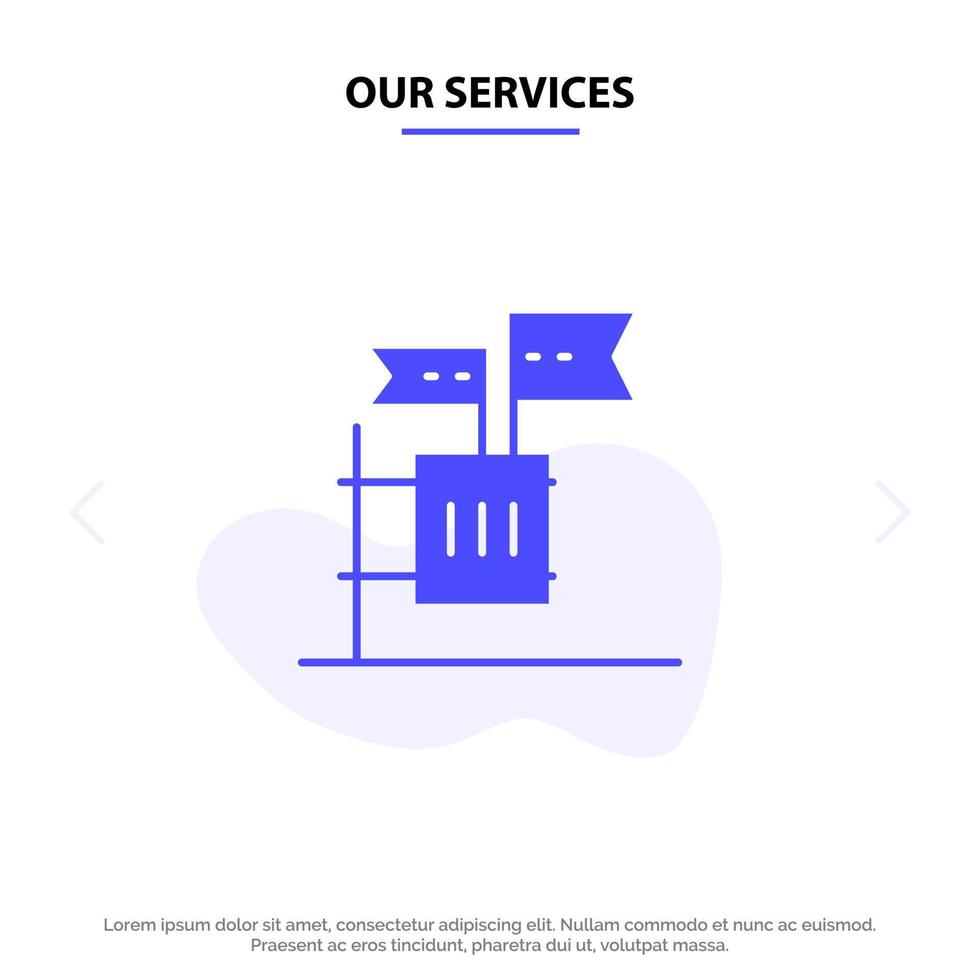 Our Services Ballot Boycott Election Garbage Junk Solid Glyph Icon Web card Template vector