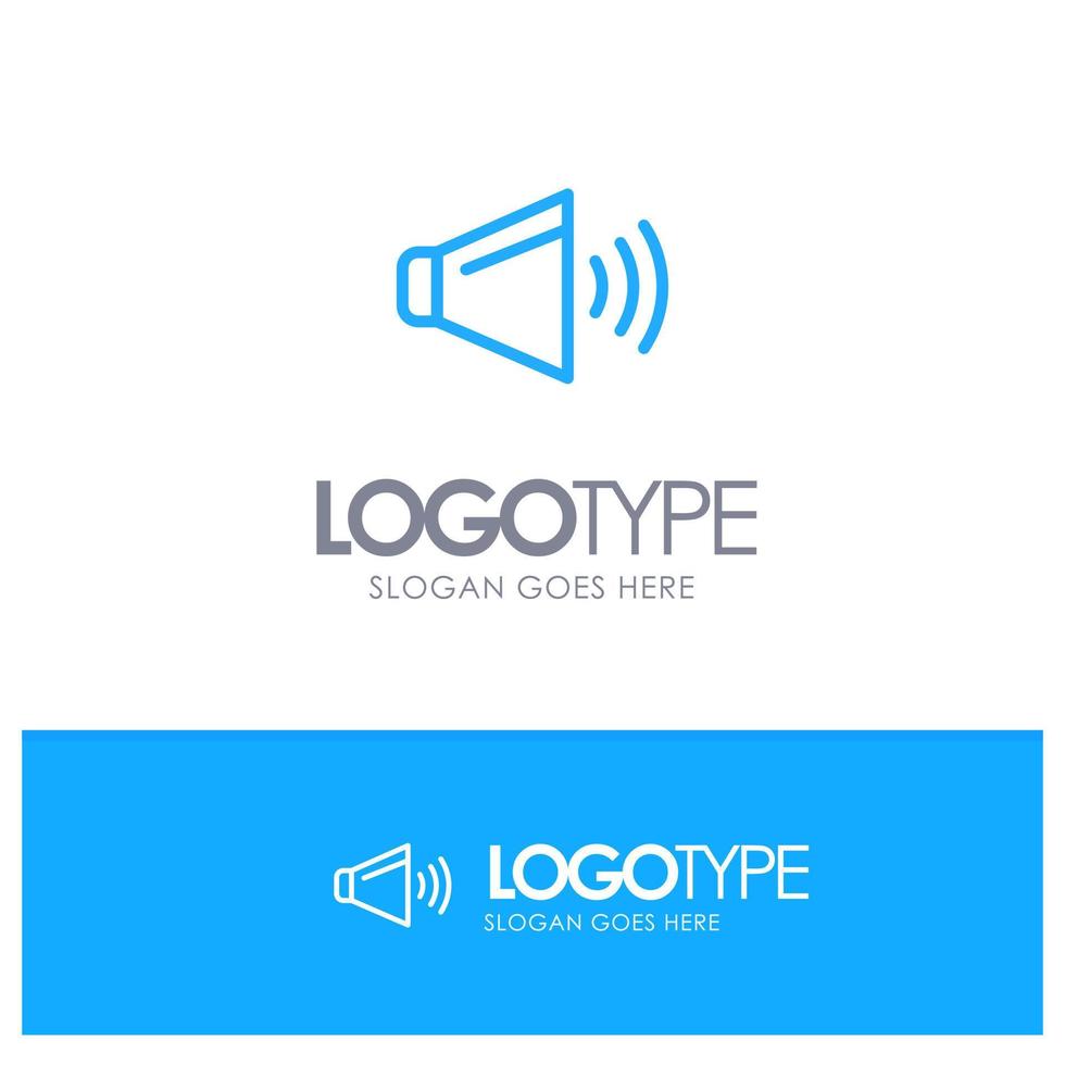 Sound Speaker Volume On Blue Outline Logo Place for Tagline vector