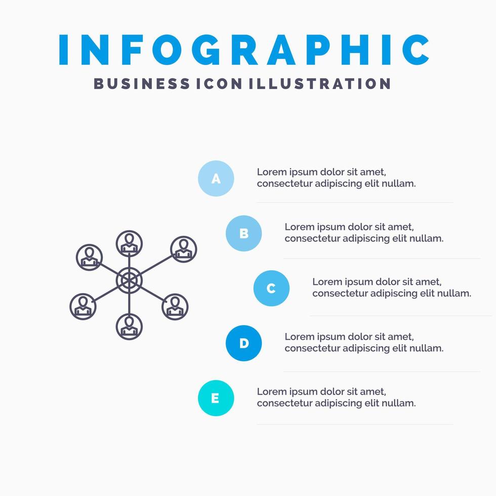 Wlan Internet Social Group Line icon with 5 steps presentation infographics Background vector