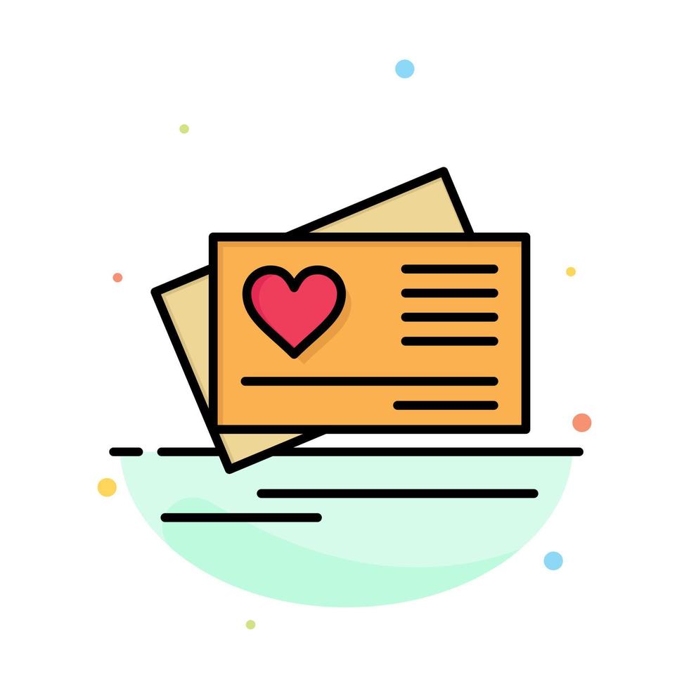 Card Love Heart Wedding Abstract Flat Color Icon Template vector