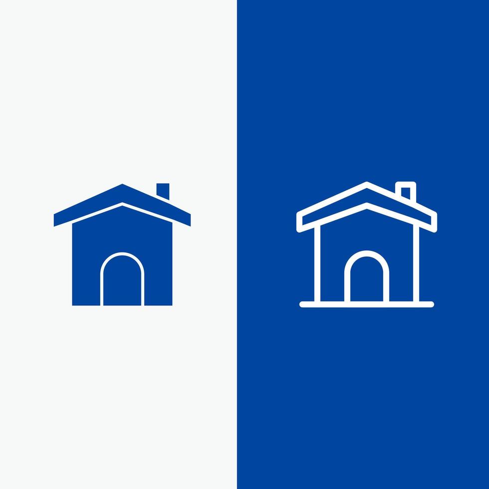 construcción de edificios hogar casa línea y glifo icono sólido bandera azul línea y glifo icono sólido bandera azul vector