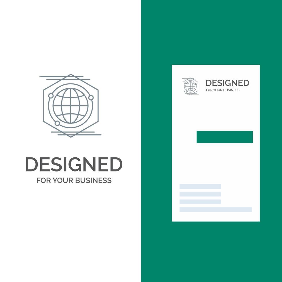 Globe Polygon Space Idea Grey Logo Design and Business Card Template vector