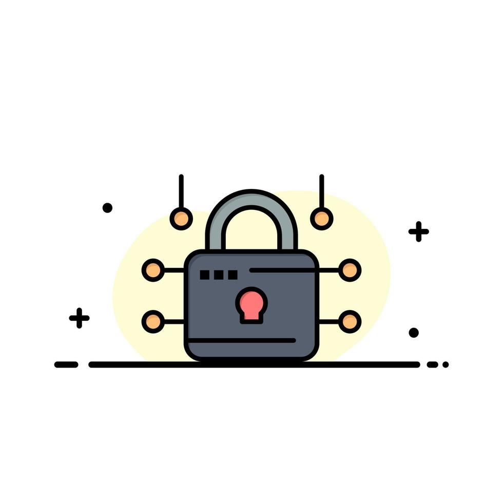 Lock Locked Security Secure  Business Flat Line Filled Icon Vector Banner Template