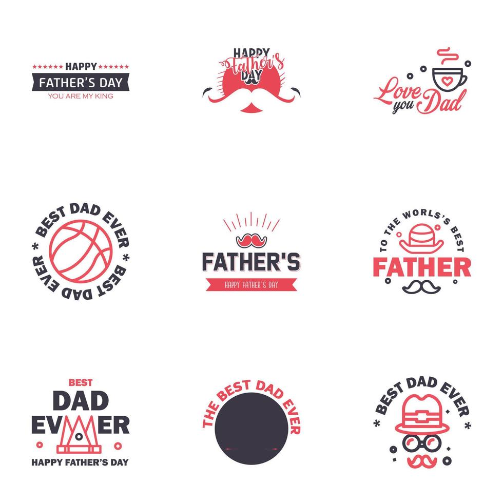Happy fathers day 9 Black and Pink Typography Fathers day background design Fathers day greeting card Editable Vector Design Elements