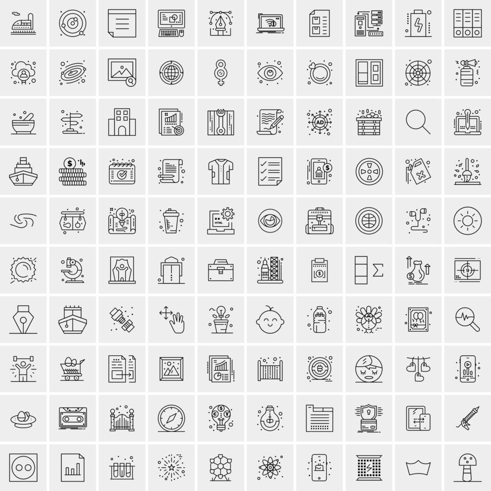 Pack of 100 Universal Line Icons for Mobile and Web vector