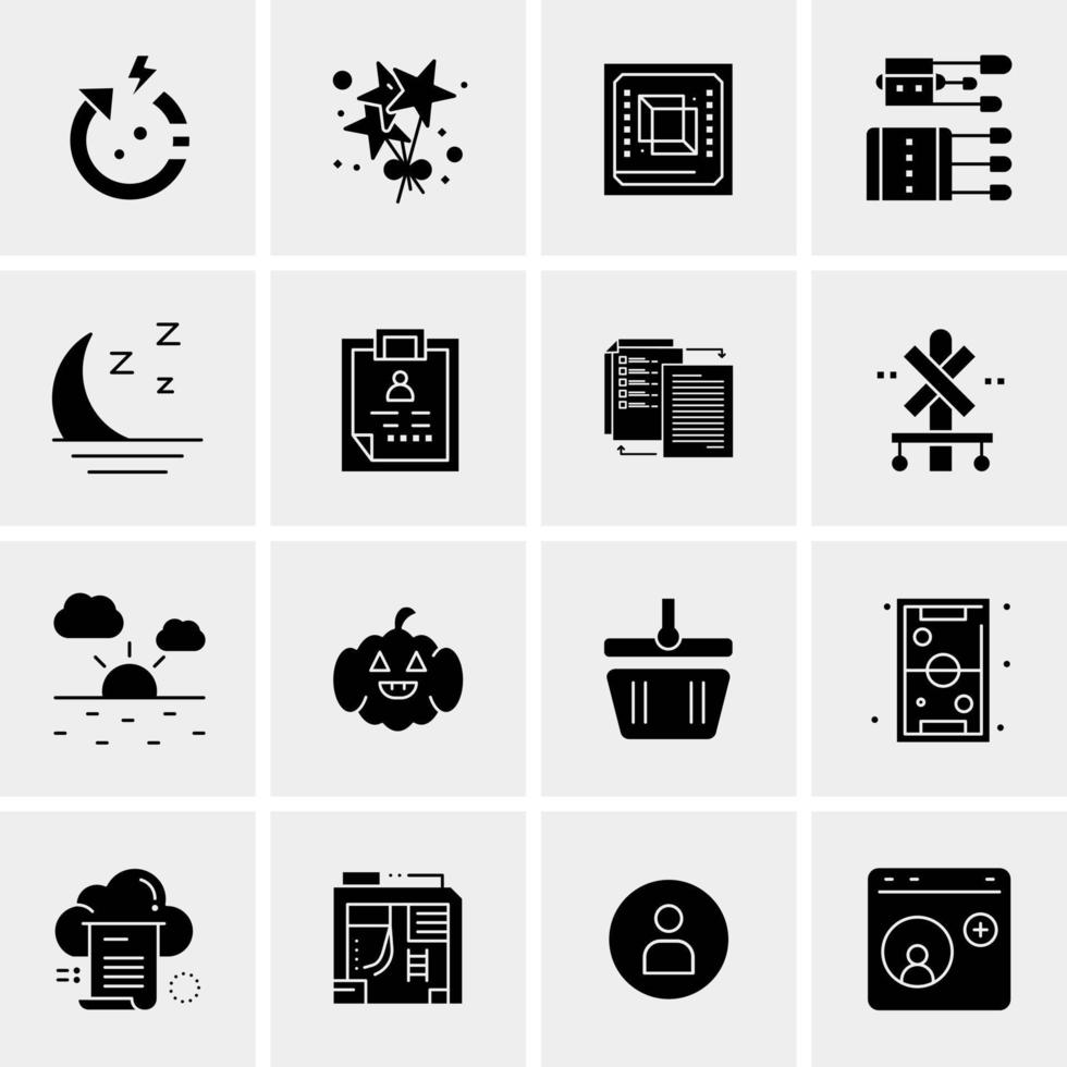 16 iconos de negocios universales vector ilustración de icono creativo para usar en proyectos relacionados con la web y dispositivos móviles