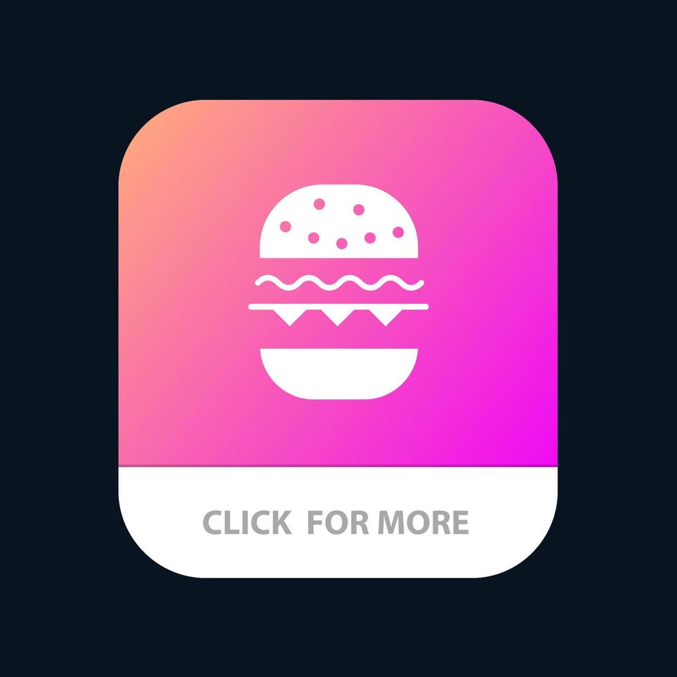 hamburguesa comida comer canadá botón de la aplicación móvil versión de glifo de android e ios vector