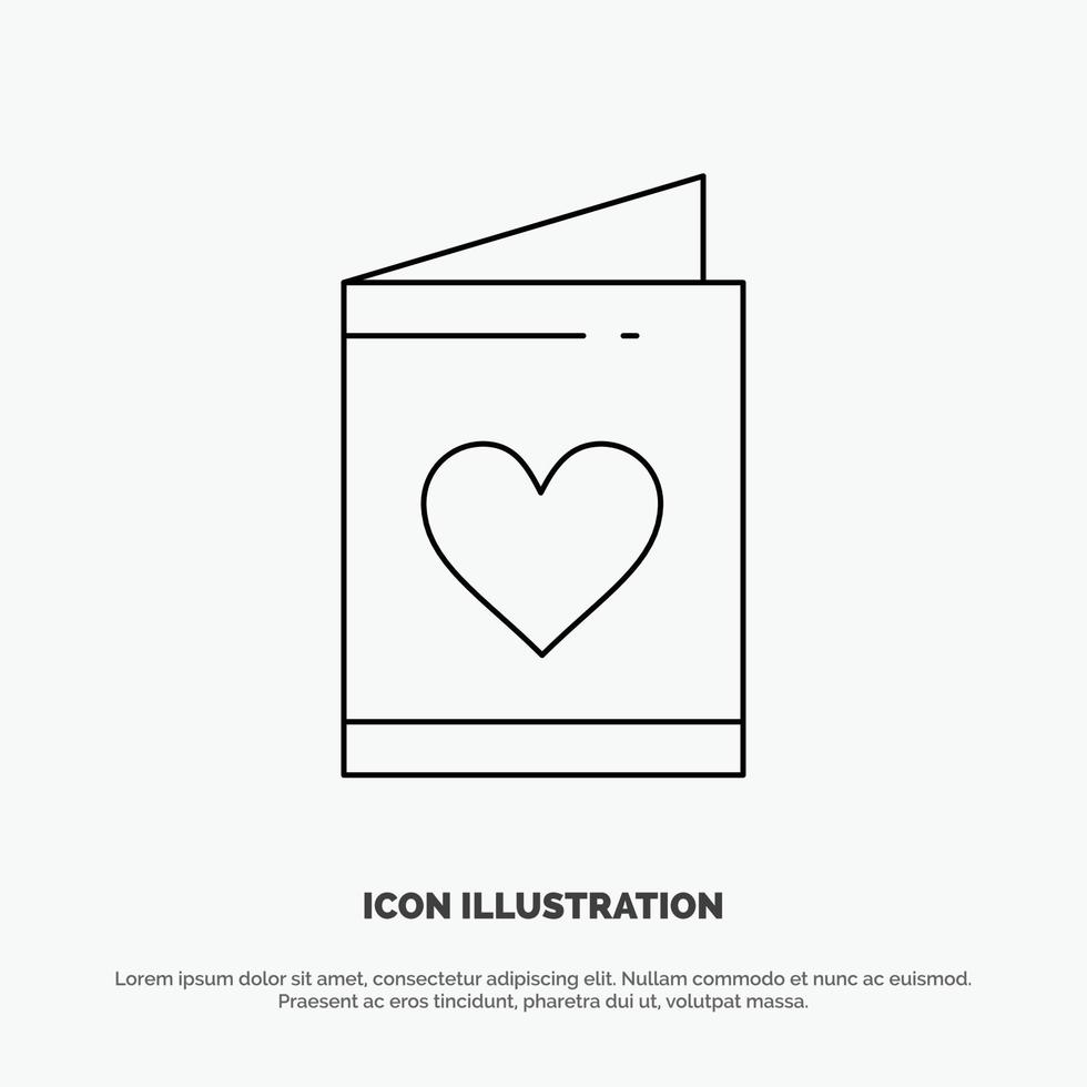 Card Love Wedding Heart Line Icon Vector