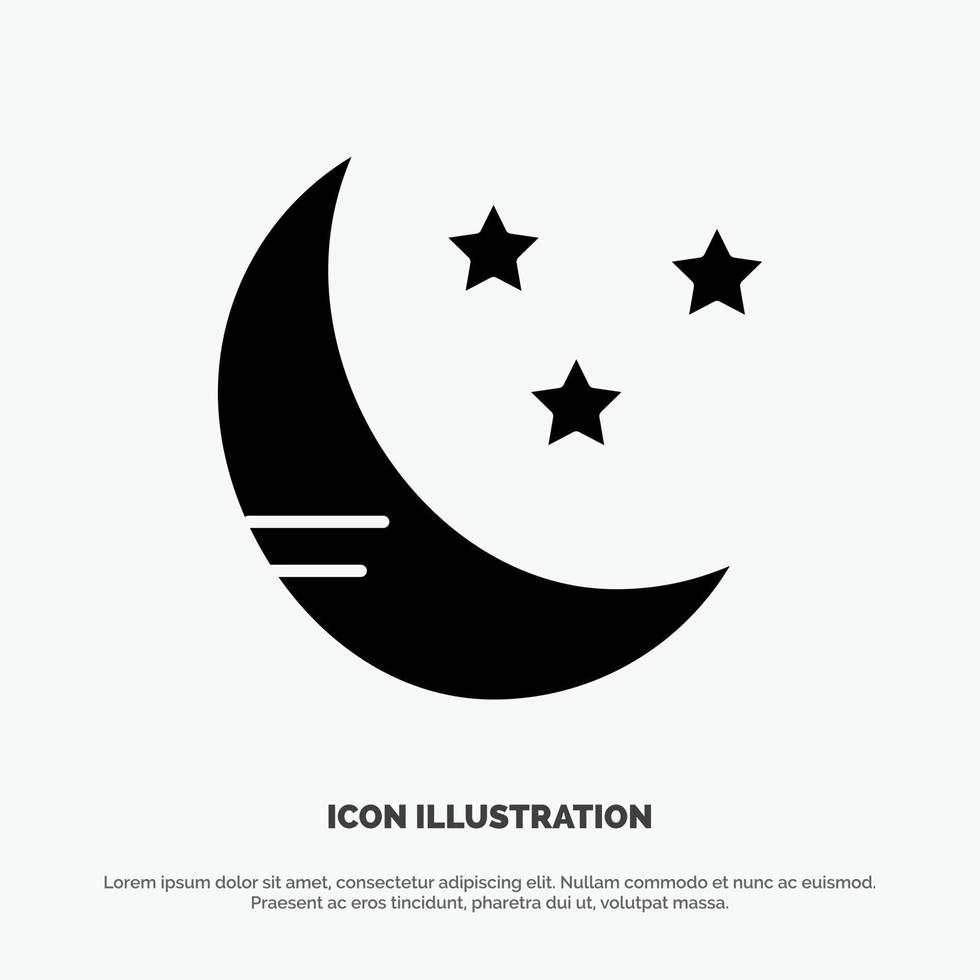 Moon Cloud Weather solid Glyph Icon vector