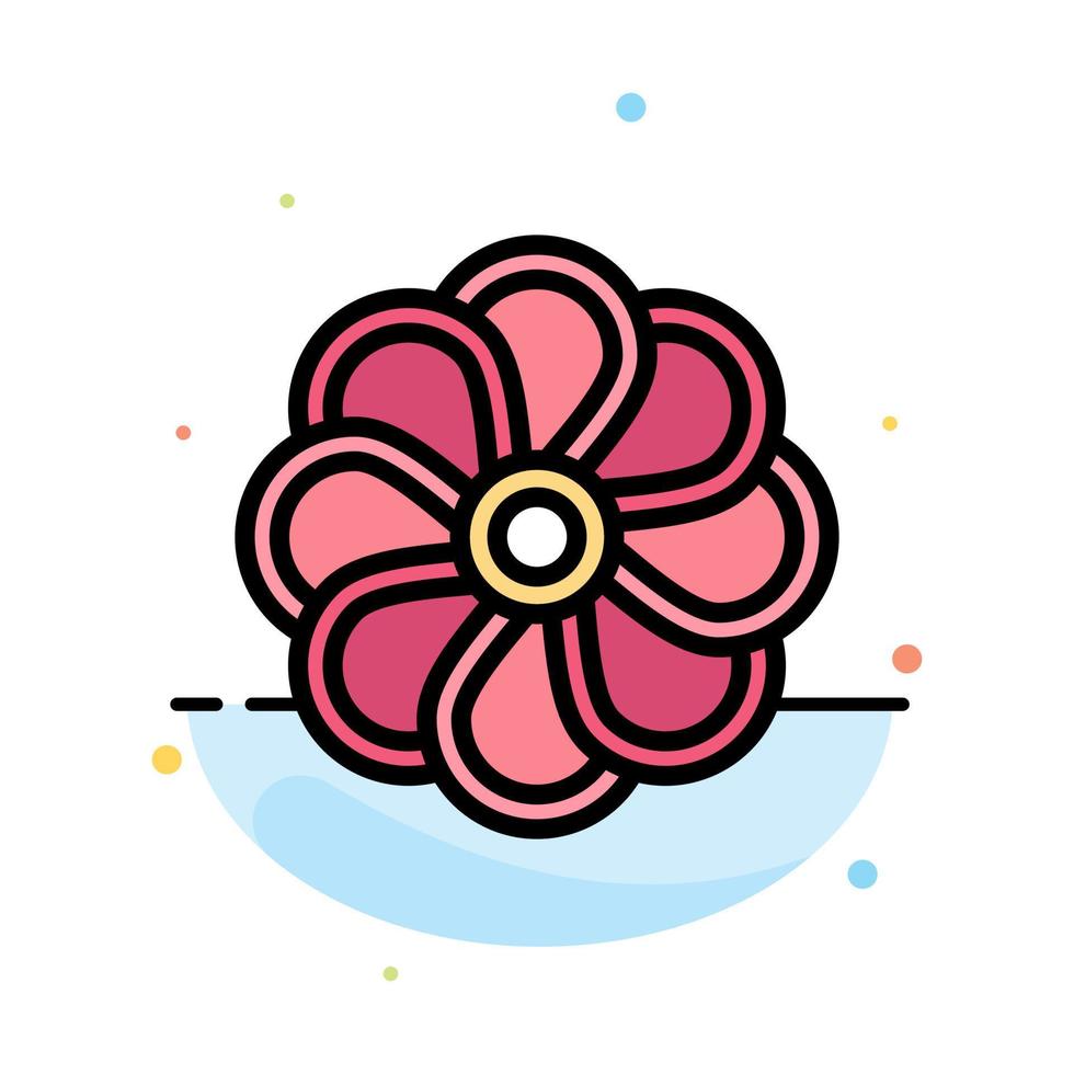 Flower Nature Plant Spring Abstract Flat Color Icon Template vector
