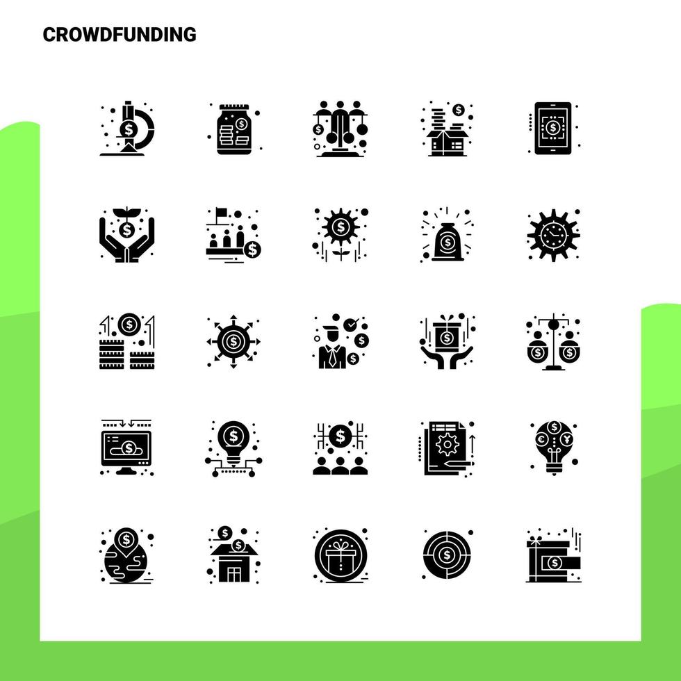 25 Crowdfunding Icon set Solid Glyph Icon Vector Illustration Template For Web and Mobile Ideas for business company