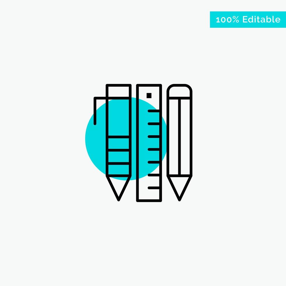 Tools Essential Tools Stationary Items Pen turquoise highlight circle point Vector icon