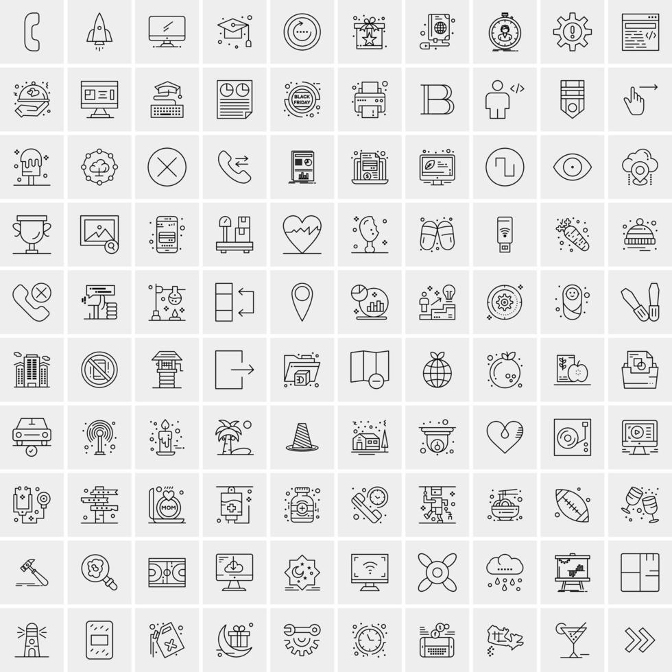 Pack of 100 Universal Line Icons for Mobile and Web vector