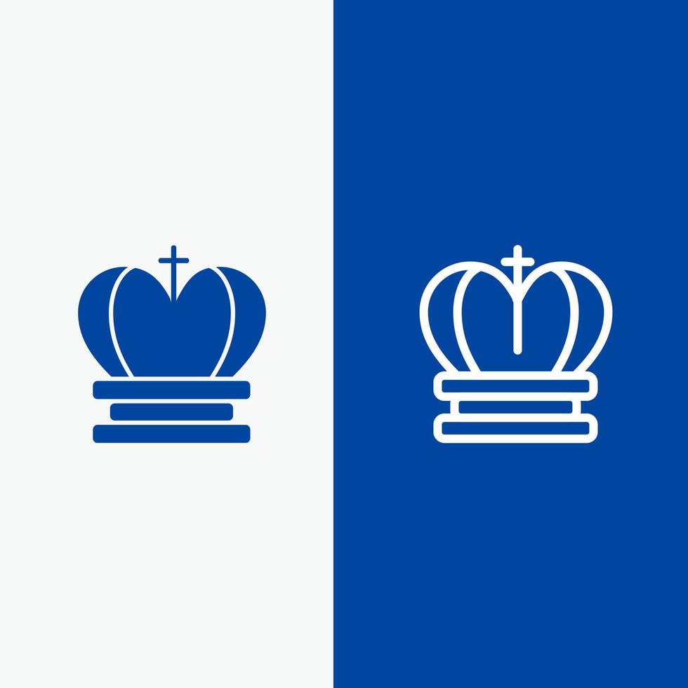 Crown King Royal Empire Line and Glyph Solid icon Blue banner Line and Glyph Solid icon Blue banner vector