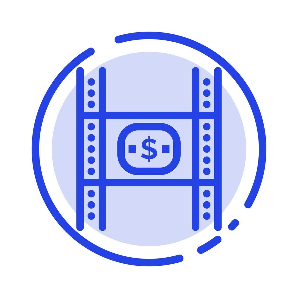 Budget Costs Film Money Movie Blue Dotted Line Line Icon vector