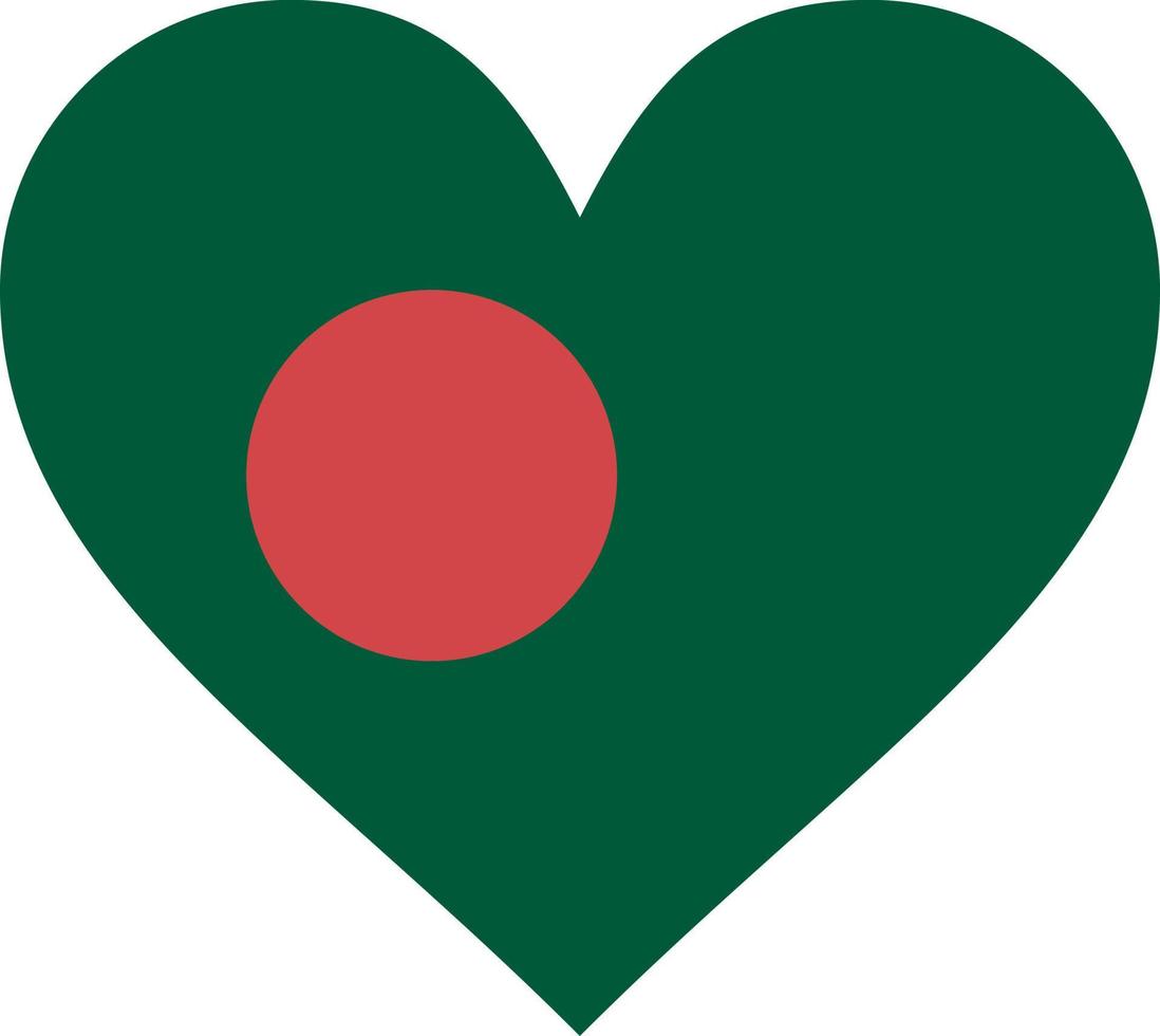 corazón bangla bangladesh país bandera color plano icono vector icono banner plantilla