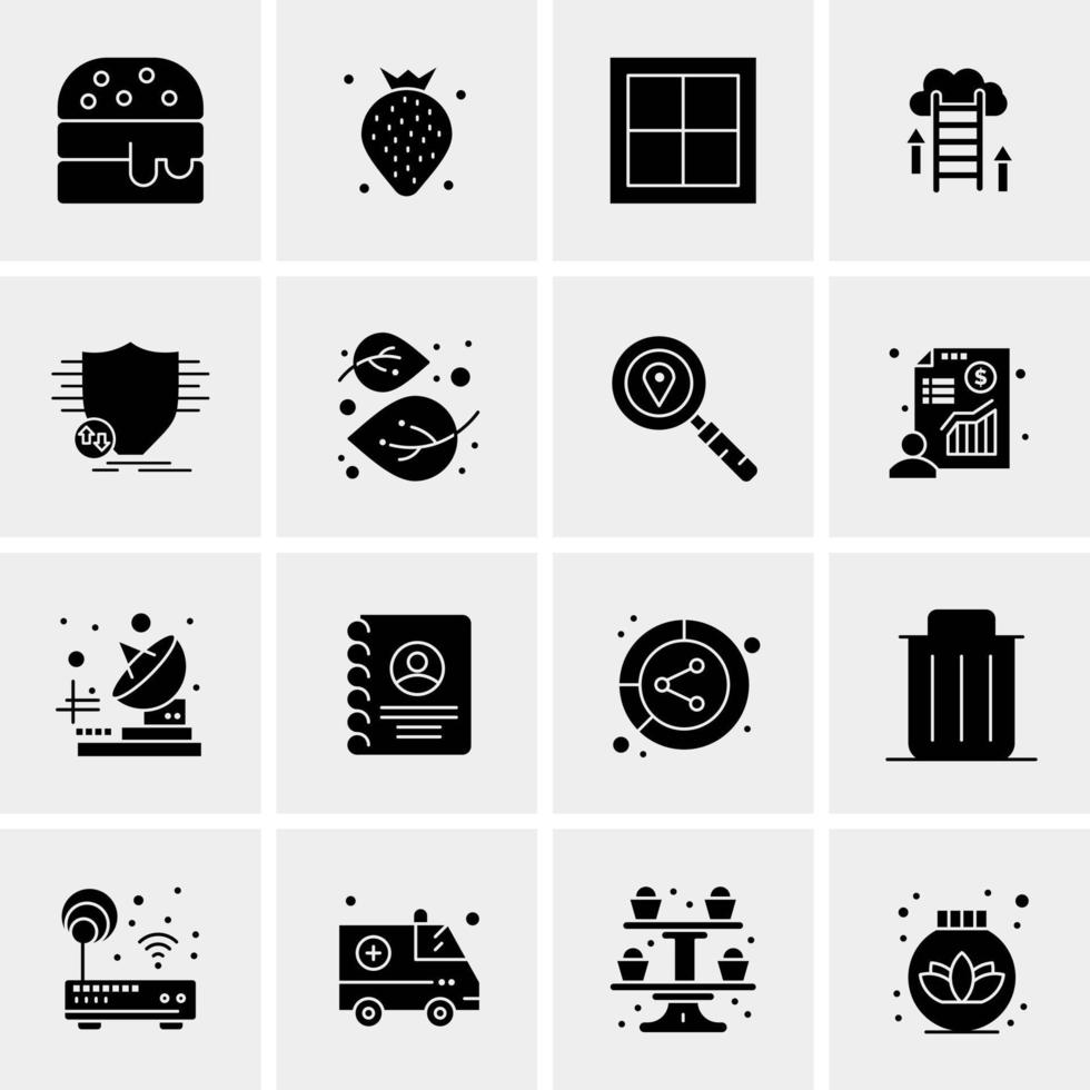 16 iconos de negocios universales vector ilustración de icono creativo para usar en proyectos relacionados con la web y dispositivos móviles