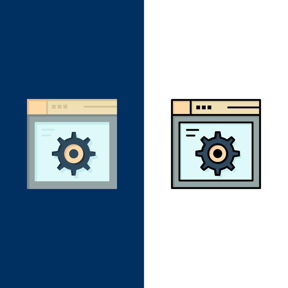 Web Setting Gear Internet  Icons Flat and Line Filled Icon Set Vector Blue Background