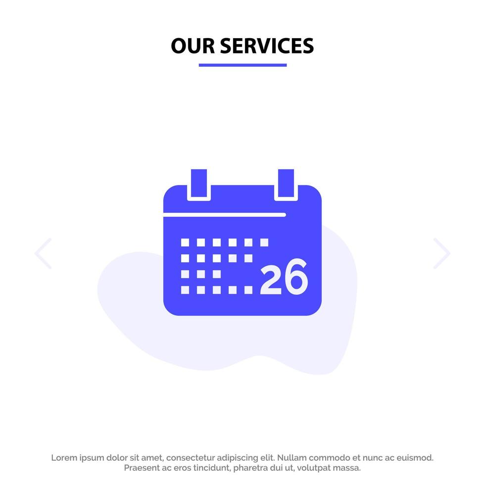 Our Services Indian Day Indian Republic Day 26 Jan Solid Glyph Icon Web card Template vector