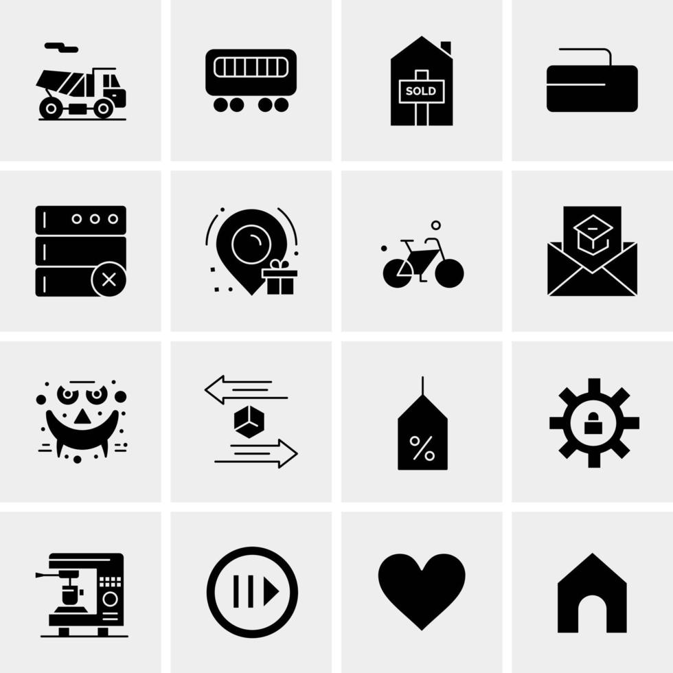 16 iconos de negocios universales vector ilustración de icono creativo para usar en proyectos relacionados con la web y dispositivos móviles