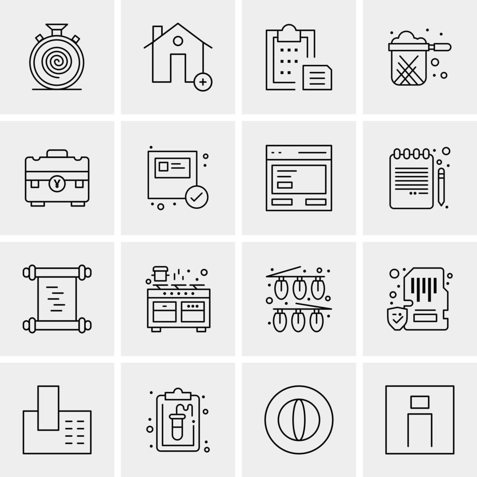 16 iconos de negocios universales vector ilustración de icono creativo para usar en proyectos relacionados con la web y dispositivos móviles