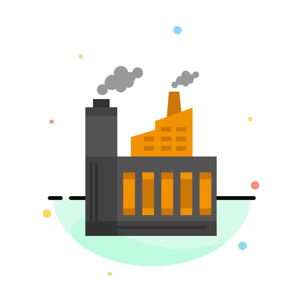 Industry Building Construction Factory Smoke Abstract Flat Color Icon Template vector