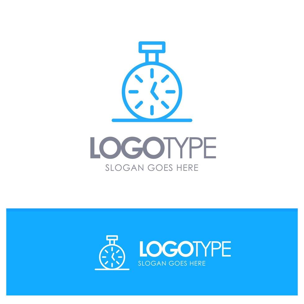 Stopwatch Time Timer Count Blue Outline Logo Place for Tagline vector