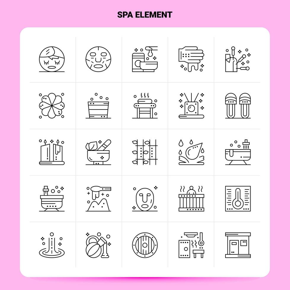 OutLine 25 Spa Element Icon set Vector Line Style Design Black Icons Set Linear pictogram pack Web and Mobile Business ideas design Vector Illustration