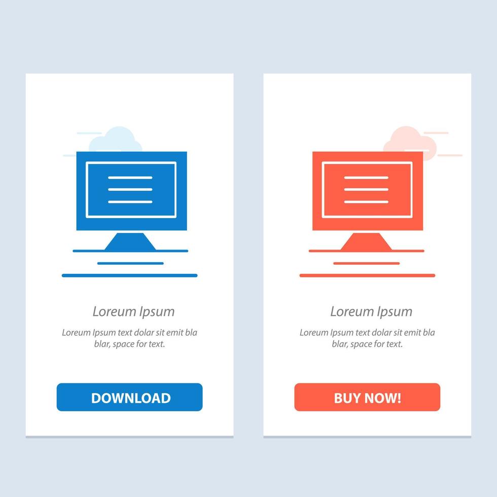 Monitor Computer Hardware  Blue and Red Download and Buy Now web Widget Card Template vector