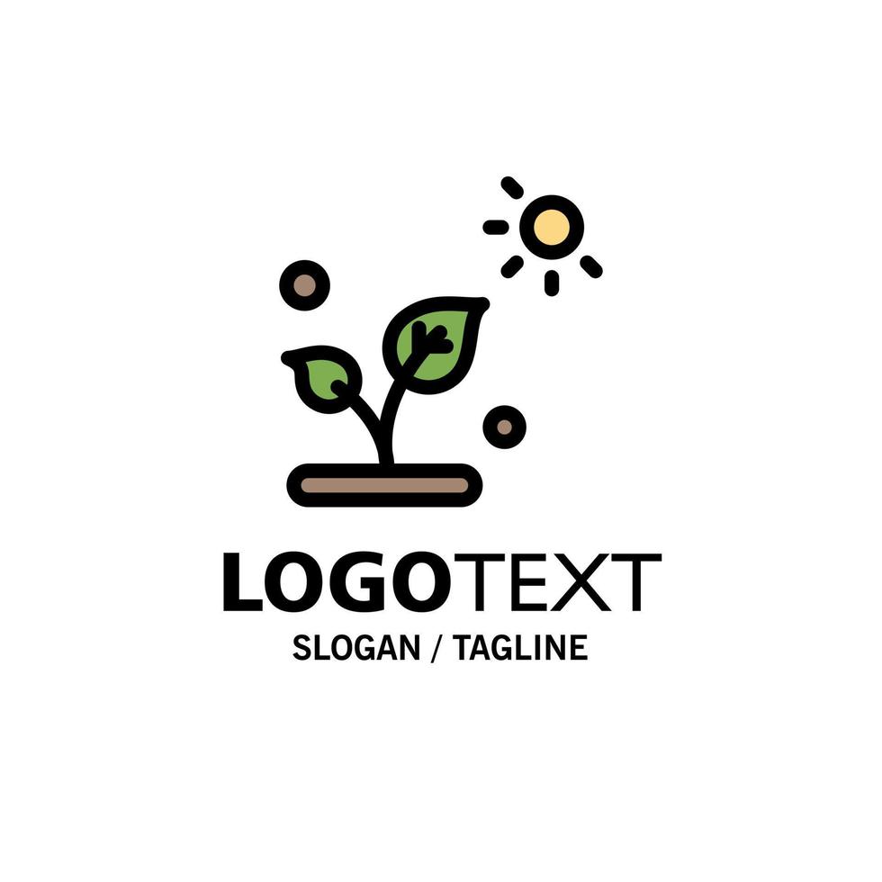 Biology Plant Science Sun Business Logo Template Flat Color vector
