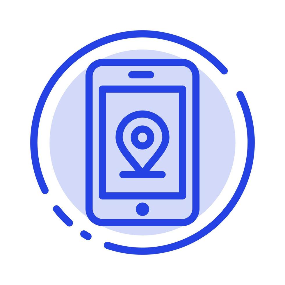 Mobile Internet Location Blue Dotted Line Line Icon vector