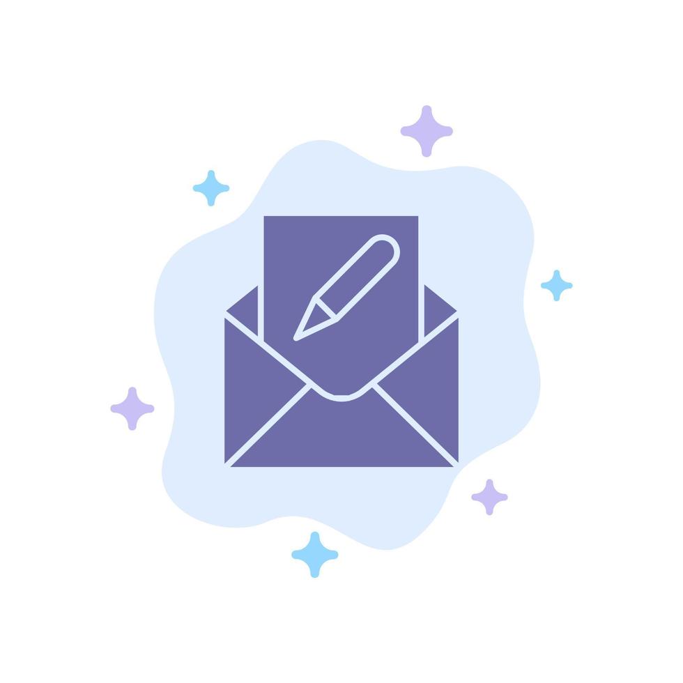 Compose Edit Email Envelope Mail Blue Icon on Abstract Cloud Background vector