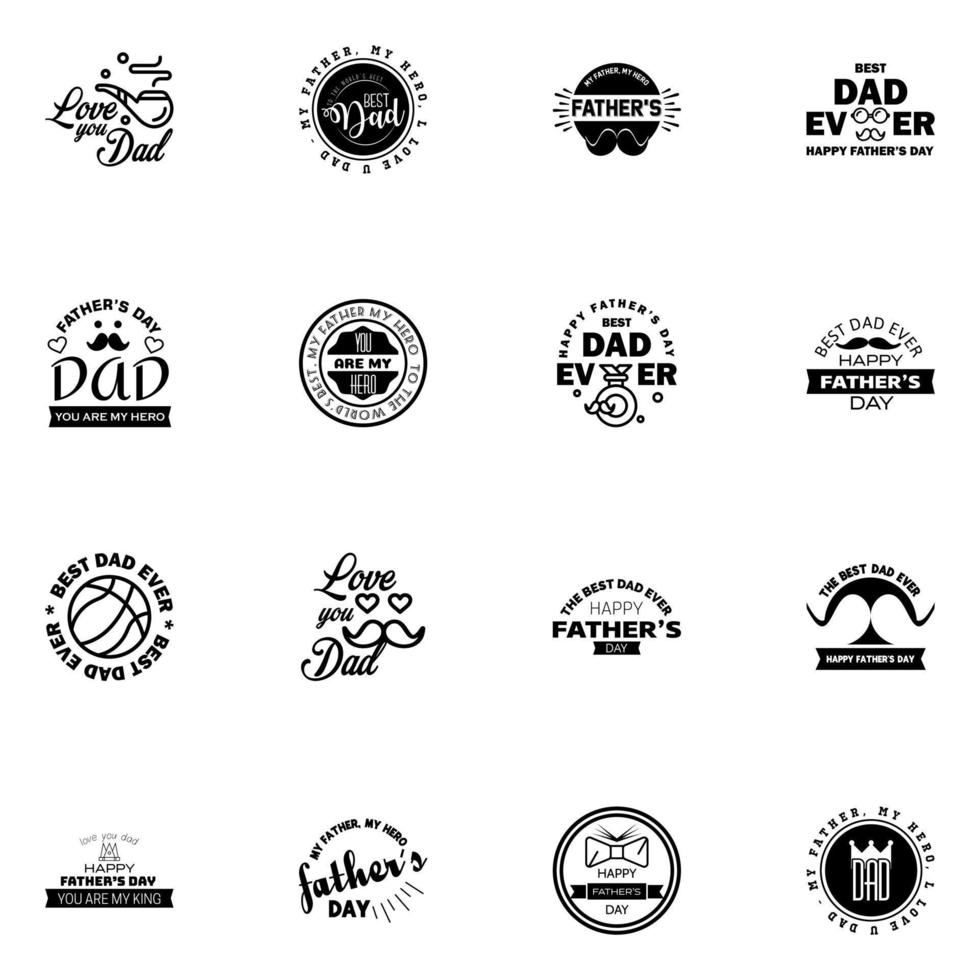 Love You Papa Card Design for Happy Fathers Day Typography Collection 16 Black Design Editable Vector Design Elements