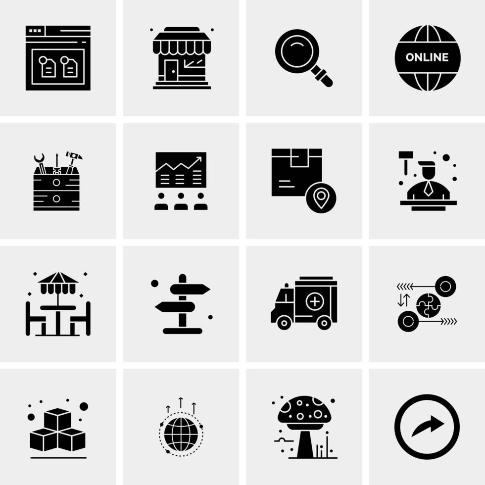 16 iconos de negocios universales vector ilustración de icono creativo para usar en proyectos relacionados con la web y dispositivos móviles