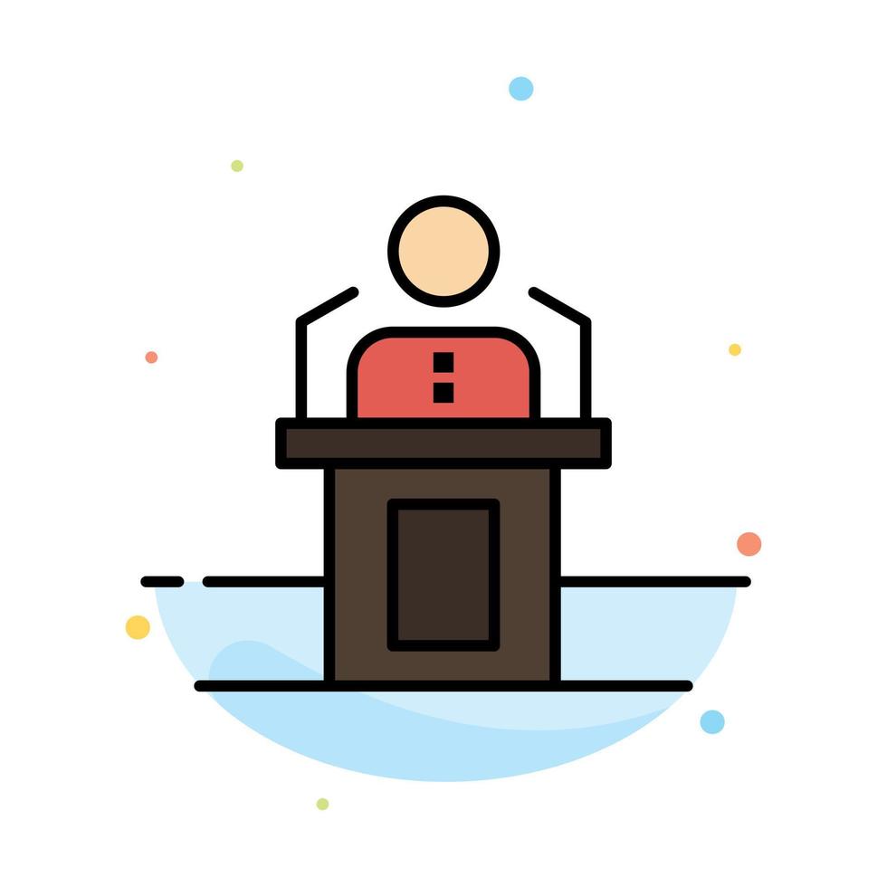 Speaker Person Presentation Professional Public Seminar Speech Abstract Flat Color Icon Template vector