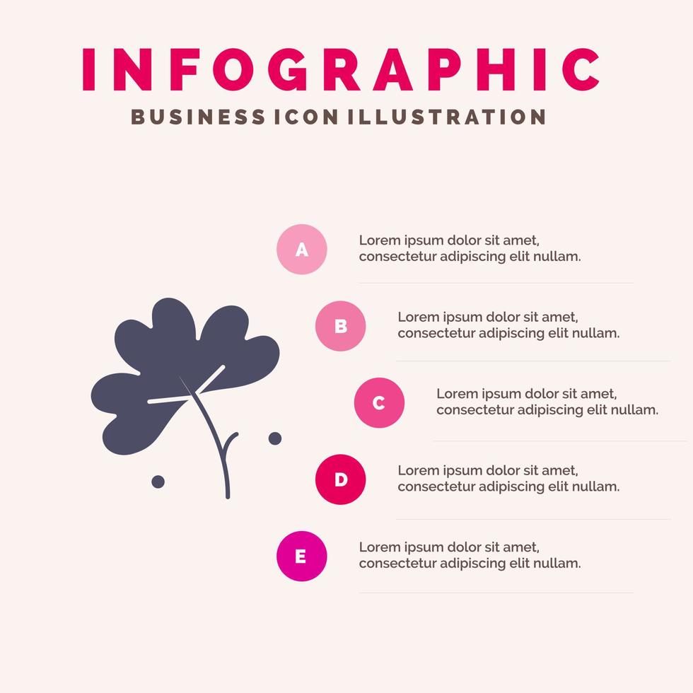 anémona flor de anémona flor flor de primavera icono sólido infografía 5 pasos fondo de presentación vector