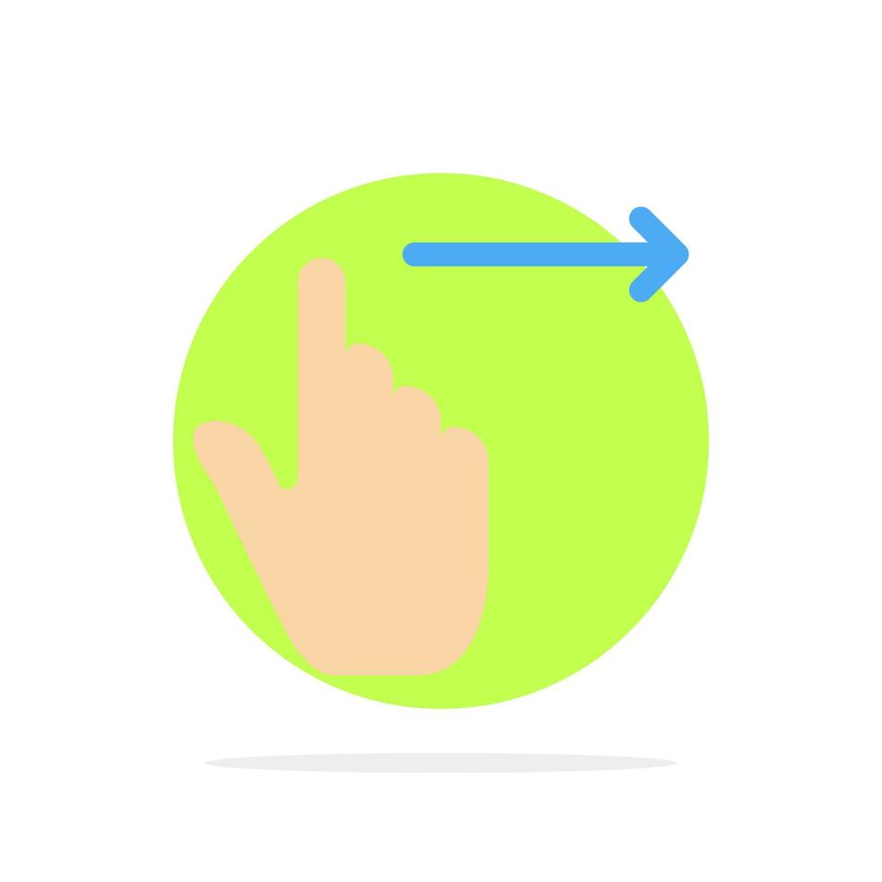 gestos con los dedos deslizar hacia la derecha deslizar círculo abstracto fondo color plano icono vector